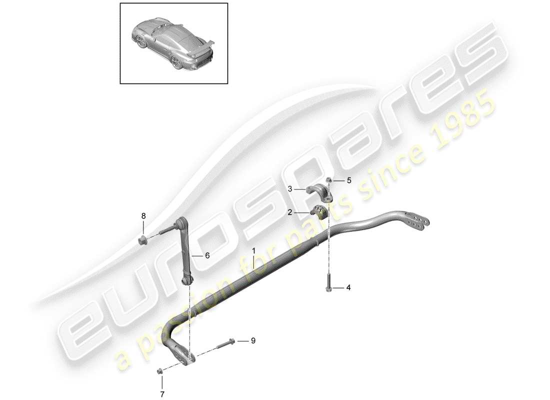 porsche 991 turbo (2014) stabilizer part diagram