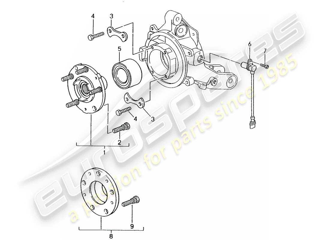 porsche 1998 (993) wheel hub part diagram