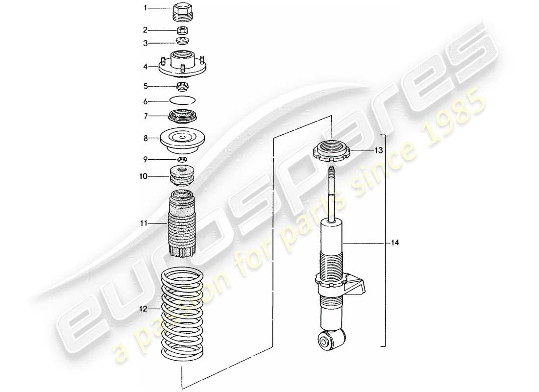 porsche 1998 (993) shock absorber - coil spring part diagram