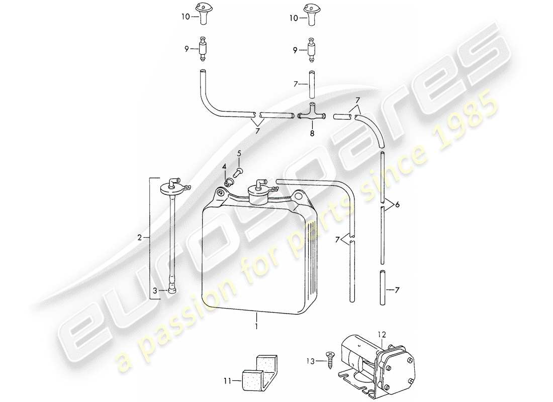 porsche 1966 (911/912) windshield washer unit - d >> - mj 1967 part diagram