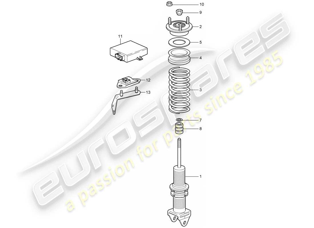 porsche 2008 (997-1 turbo / gt2) shock absorber parts diagram