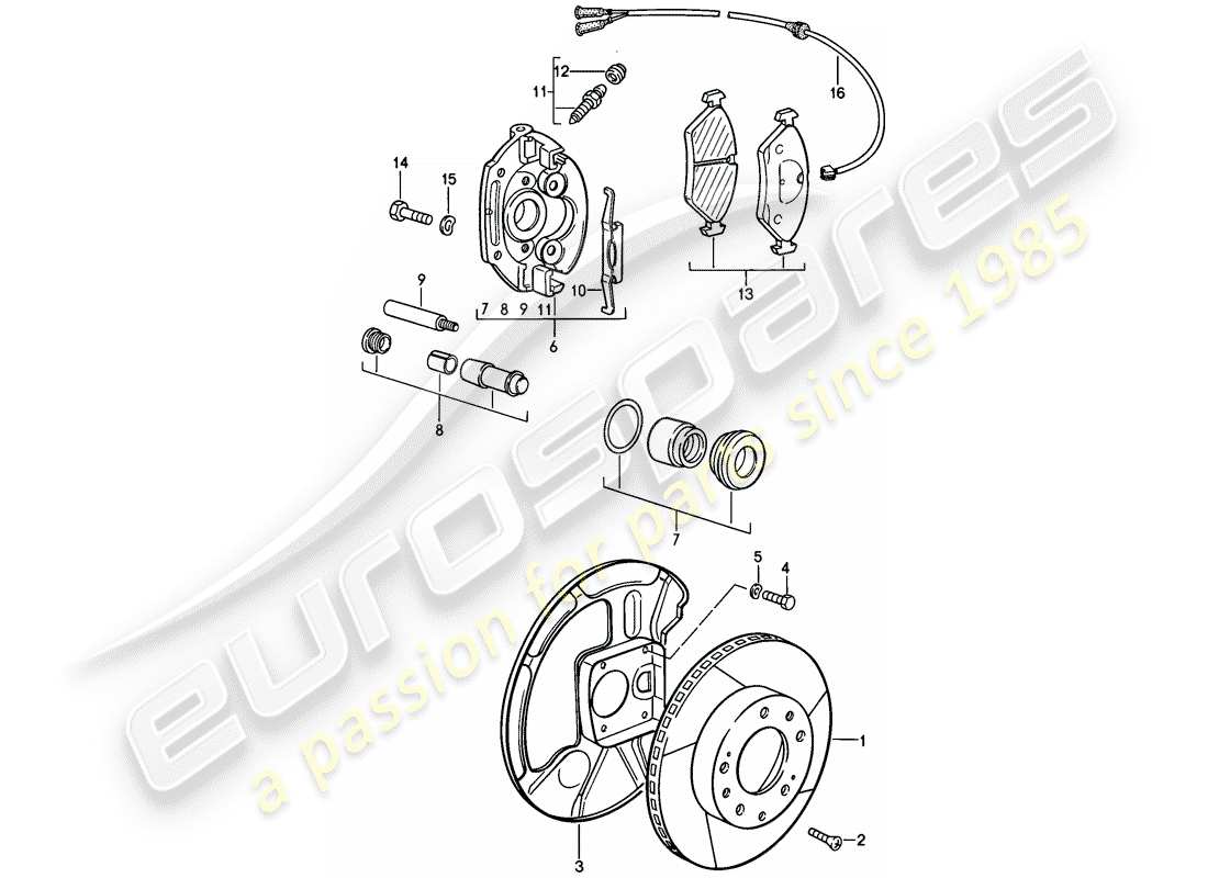 porsche 1979 (928) disc brakes - front axle - floating calliper - f 92-a0800 750>> - f 92-a0820 001>> part diagram