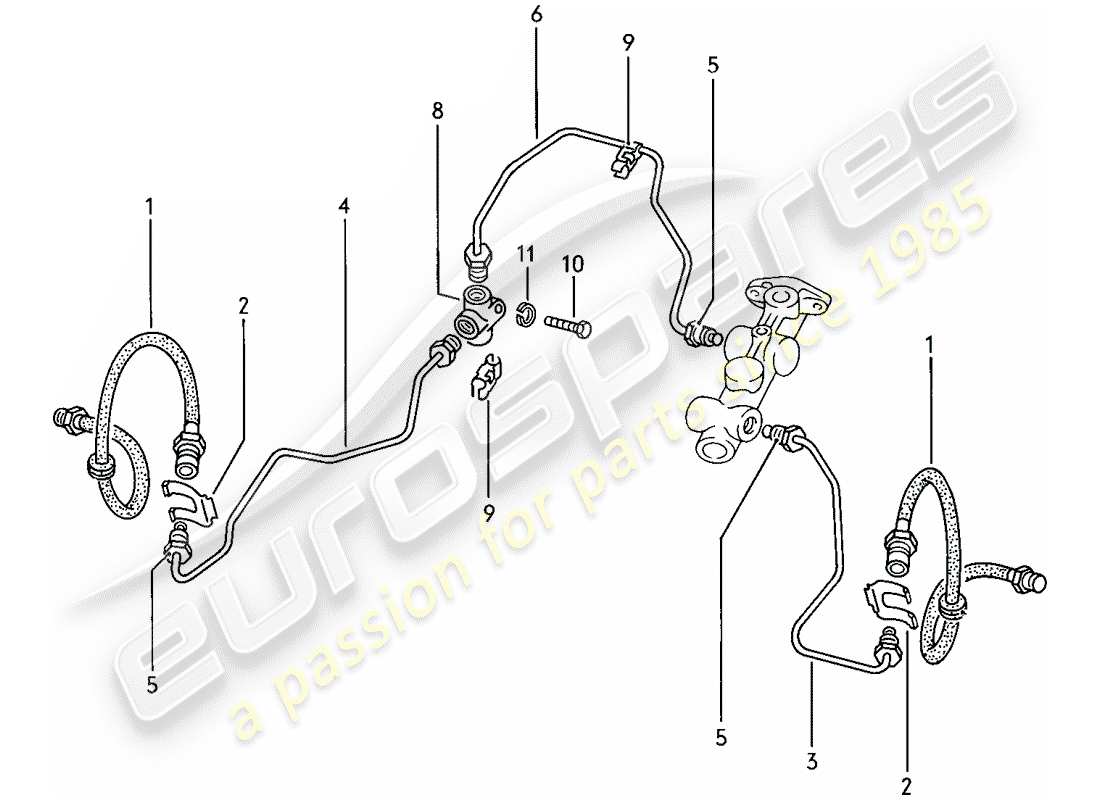 porsche 1976 (924) brake lines parts diagram