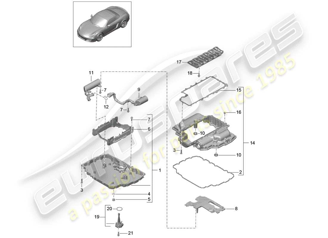 porsche 2013 (981 boxster) oil pan parts diagram