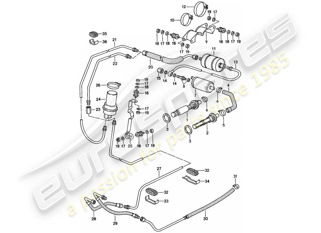 porsche 1985 (928) fuel system part diagram
