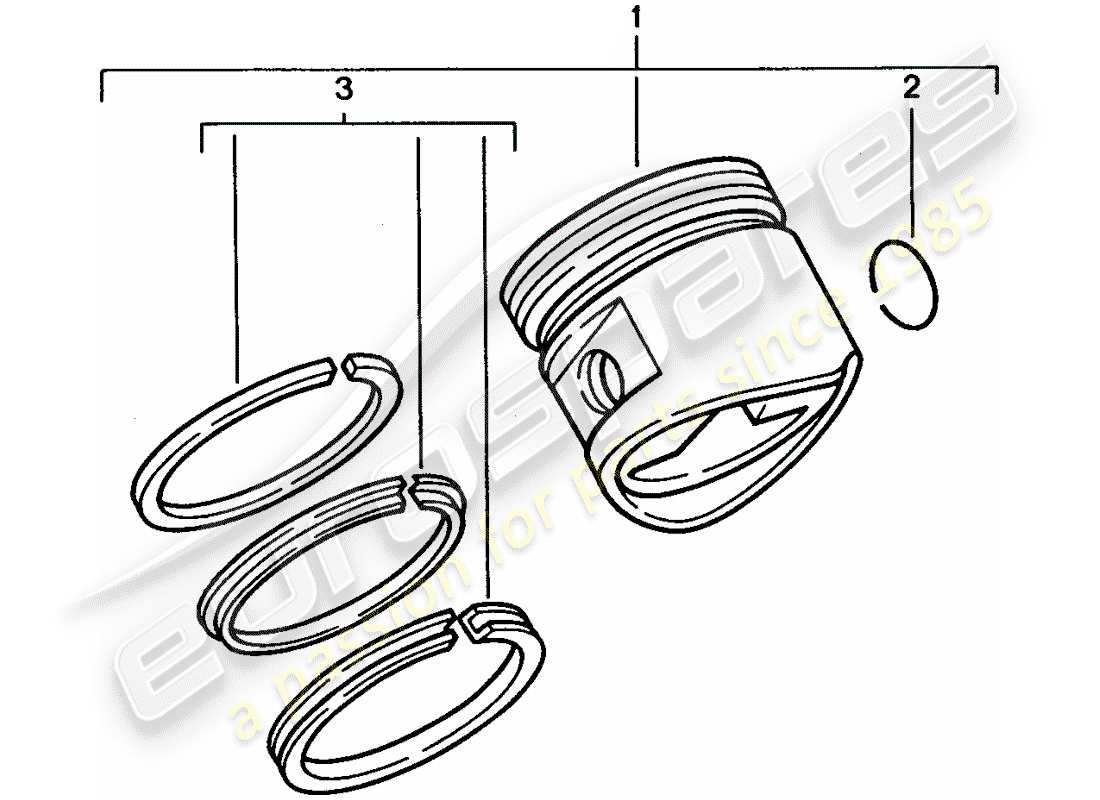 porsche 1992 (928) piston - piston rings part diagram