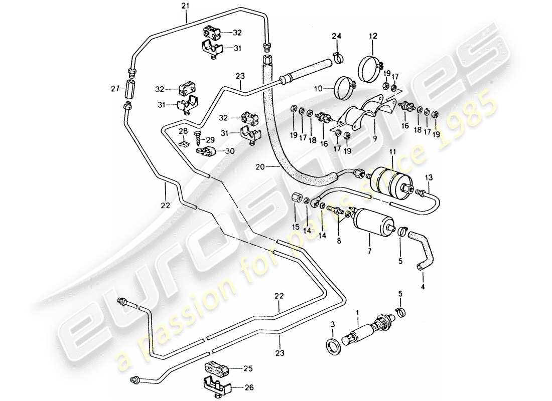 porsche 1992 (928) fuel system part diagram