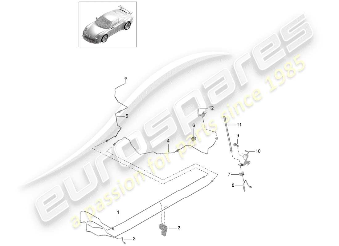 porsche 2017 (991-2 r/gt3/rs) brake line part diagram
