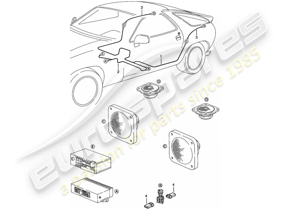 porsche 1983 (928) harness - loudspeaker part diagram