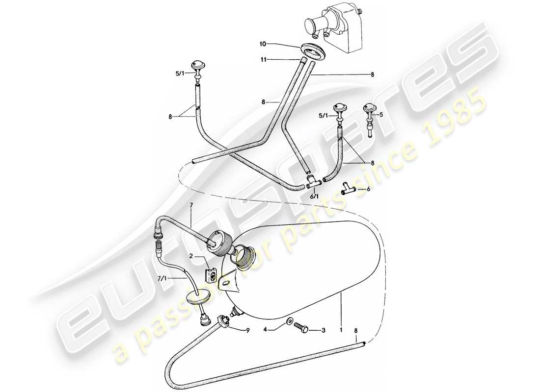 porsche 1974 (914) windshield washer unit part diagram