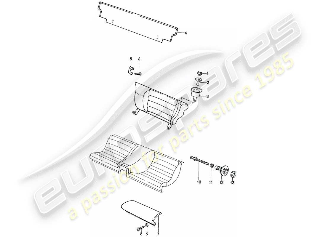 porsche 1987 (924s) emergency seat - single parts parts diagram
