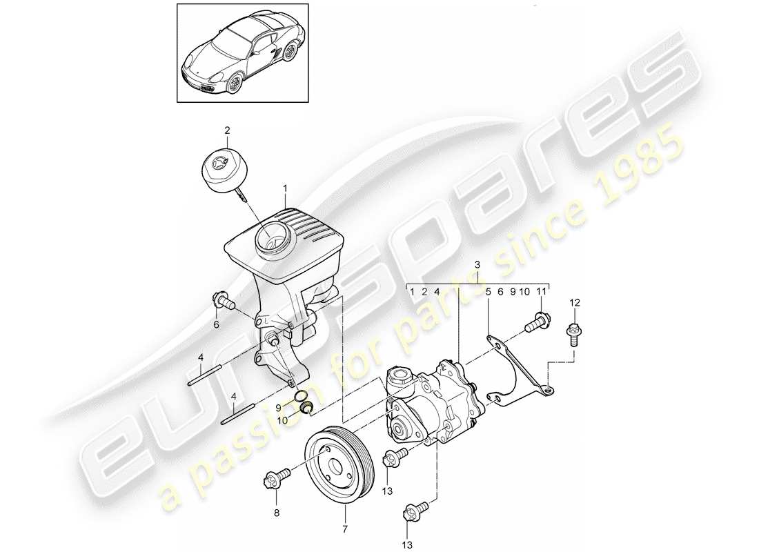 porsche 2009 (987 cayman) power steering part diagram