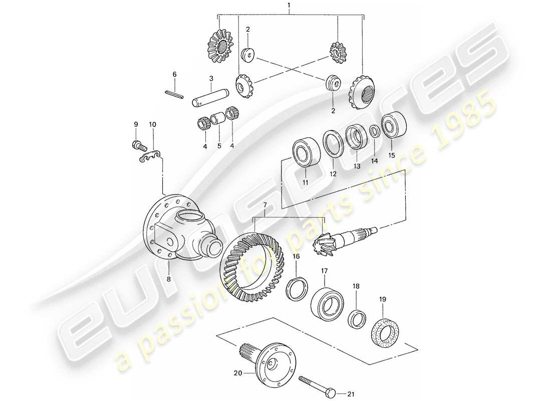 porsche 1987 (959) differential - front axle part diagram