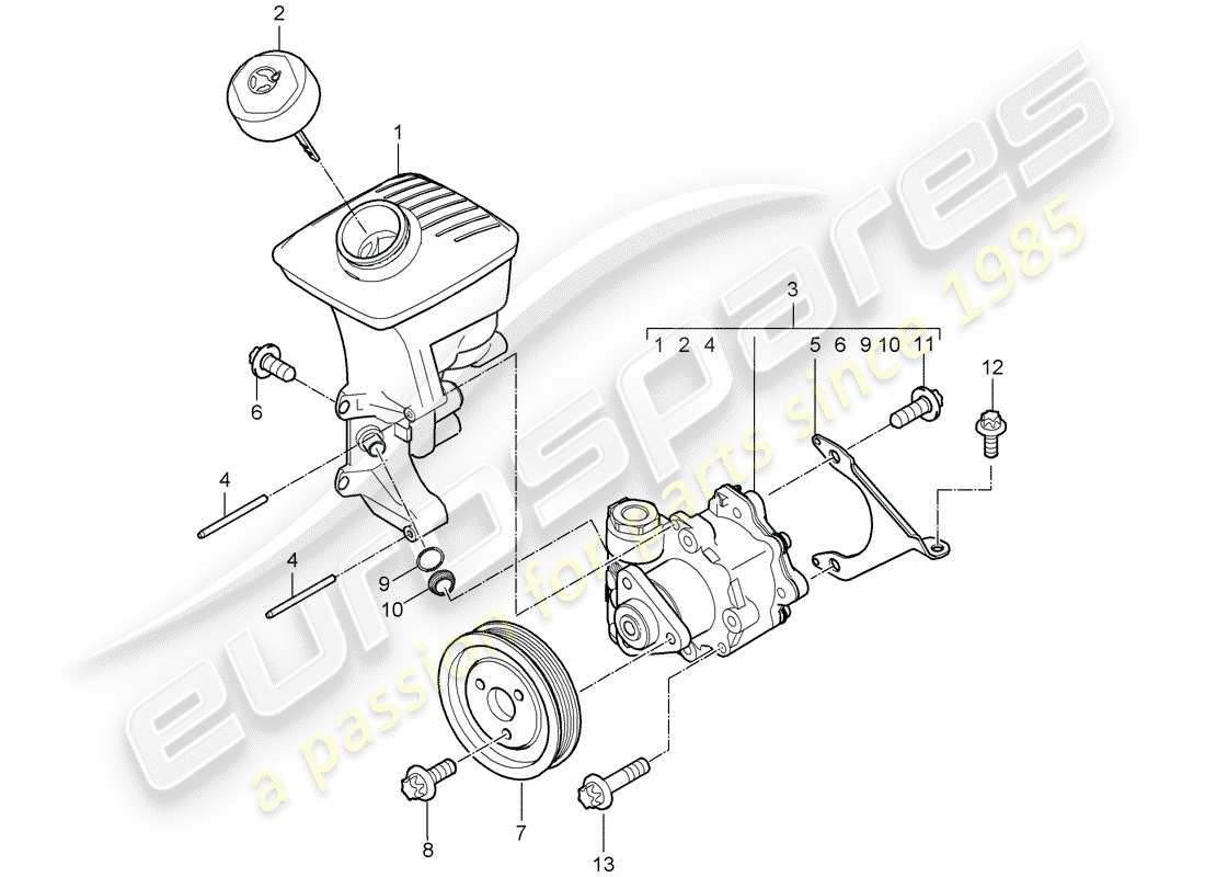 porsche boxster 987 (2012) power steering part diagram