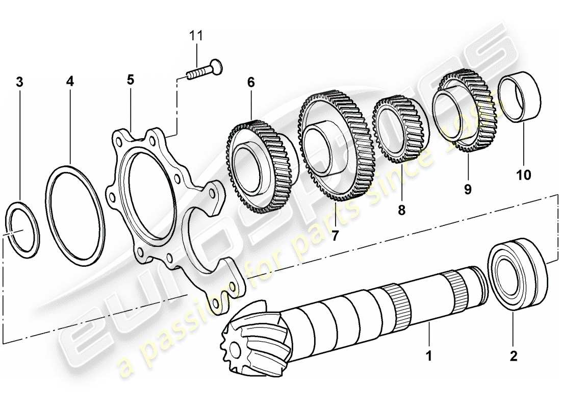 porsche 2002 (996) gears and shafts parts diagram