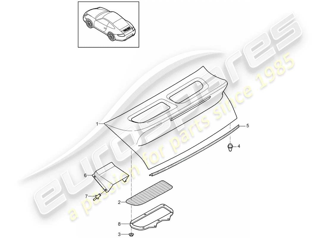 porsche 2010 (997-2) spoiler lid parts diagram