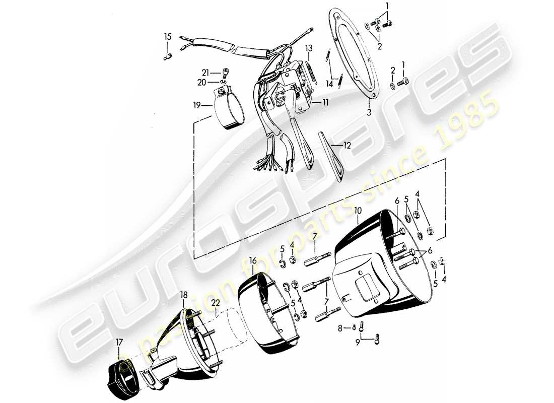 porsche 1963 (356b/356c) steering column switch part diagram