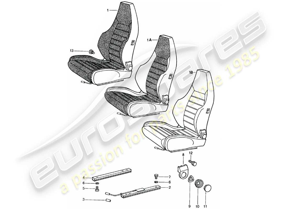 porsche 1982 (924) sports seat - complete part diagram