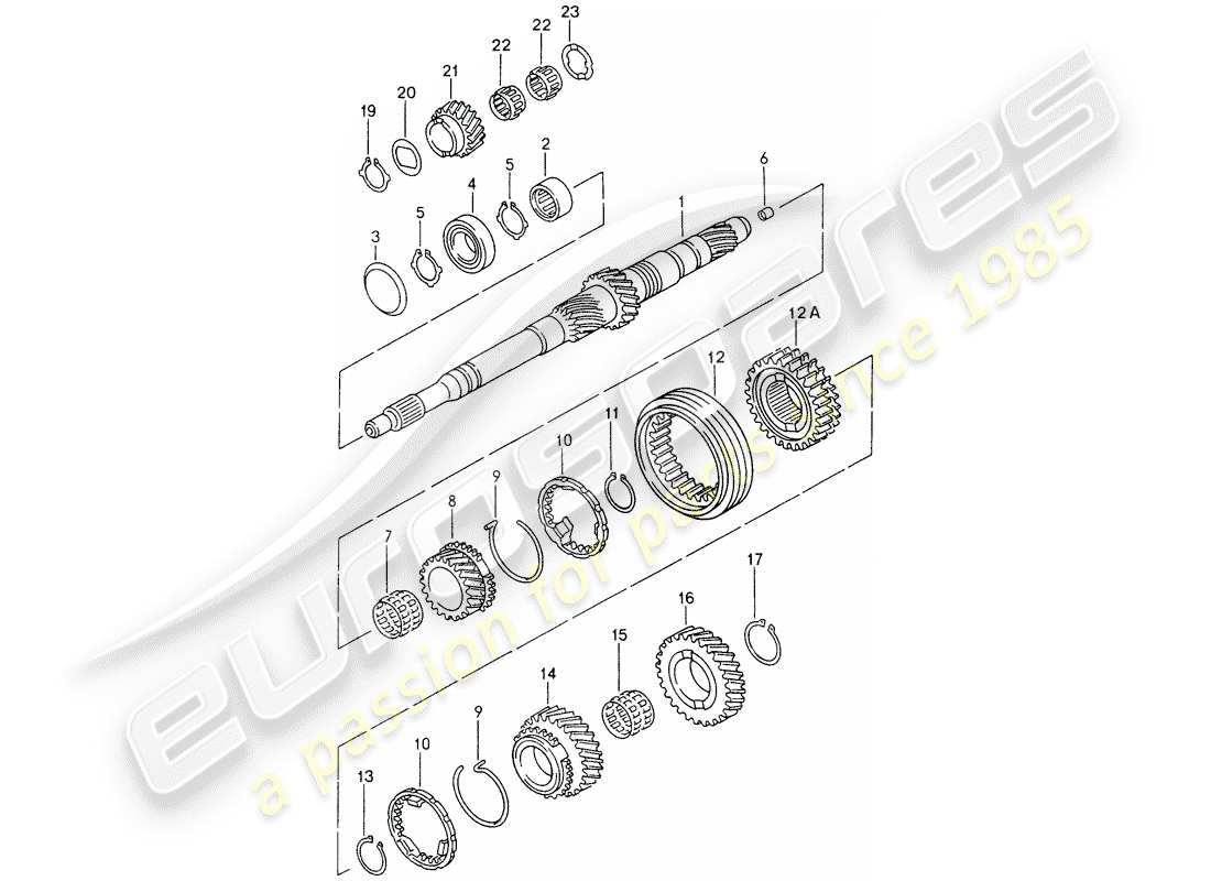 porsche 2001 (986 boxster) gears and shafts part diagram