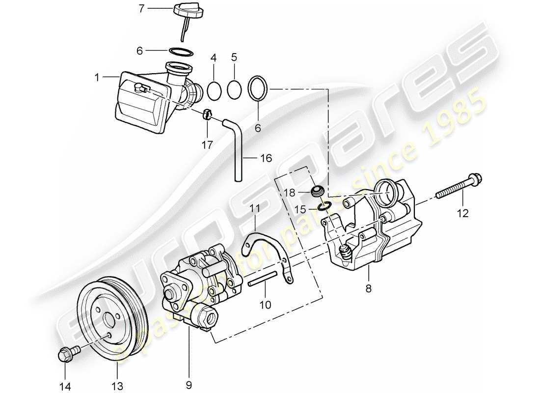 porsche 2006 (987 cayman) power steering part diagram