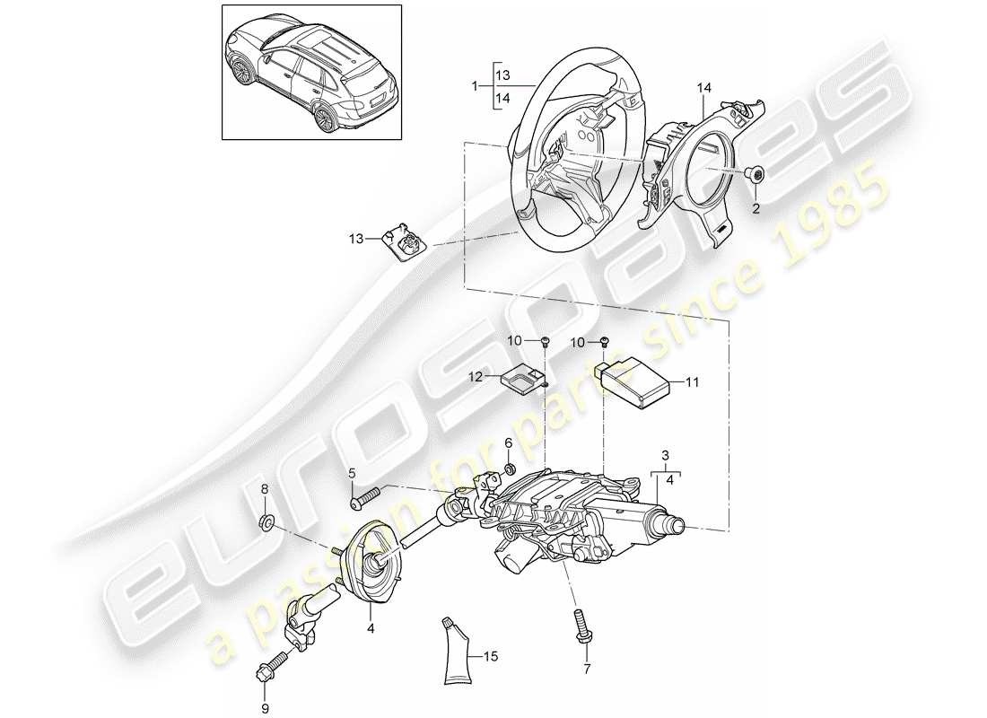 porsche 2015 (cayenne e2 92a) steering wheels part diagram