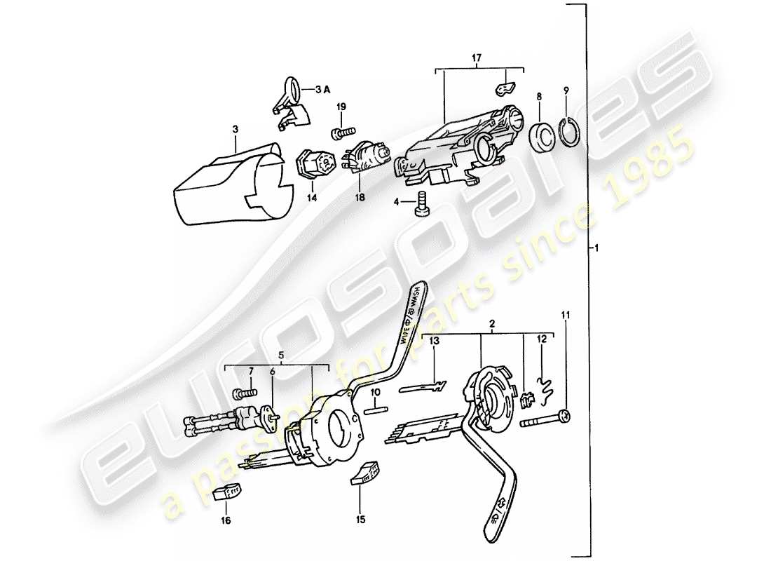 porsche 924 (1985) steering column switch - steering lock - d >> - mj 1980 parts diagram