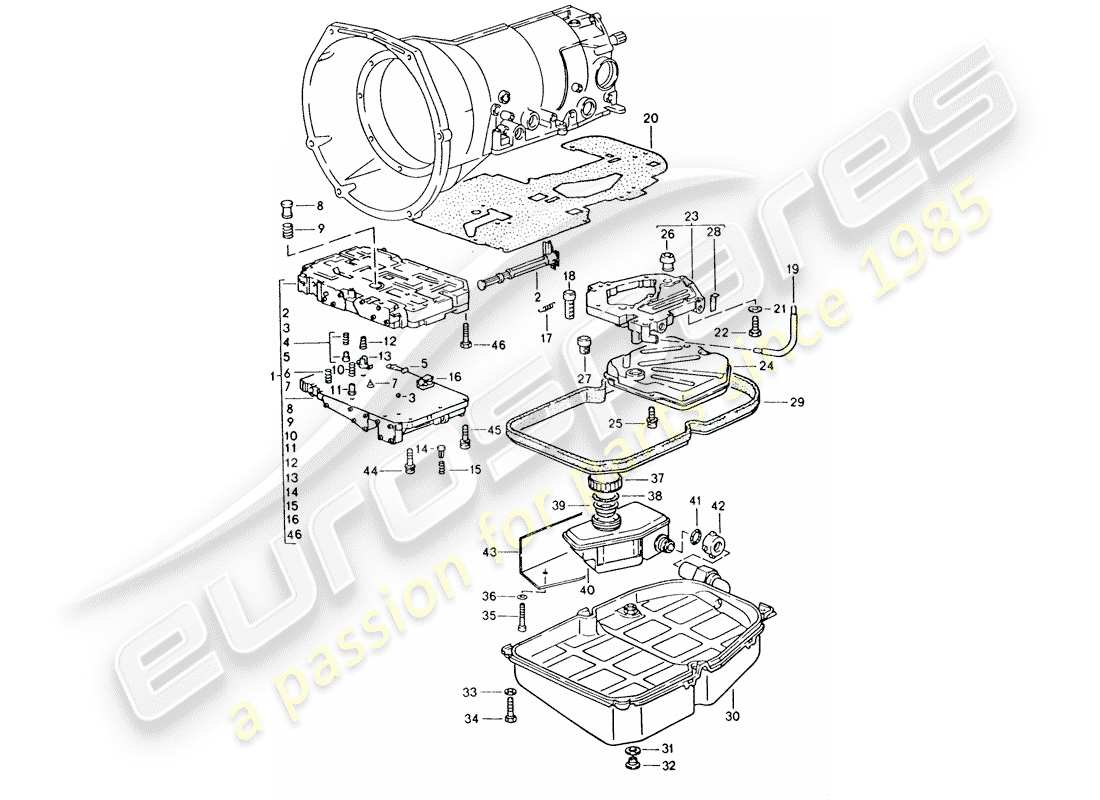 porsche 1995 (928) automatic transmission - shift-valve body part diagram