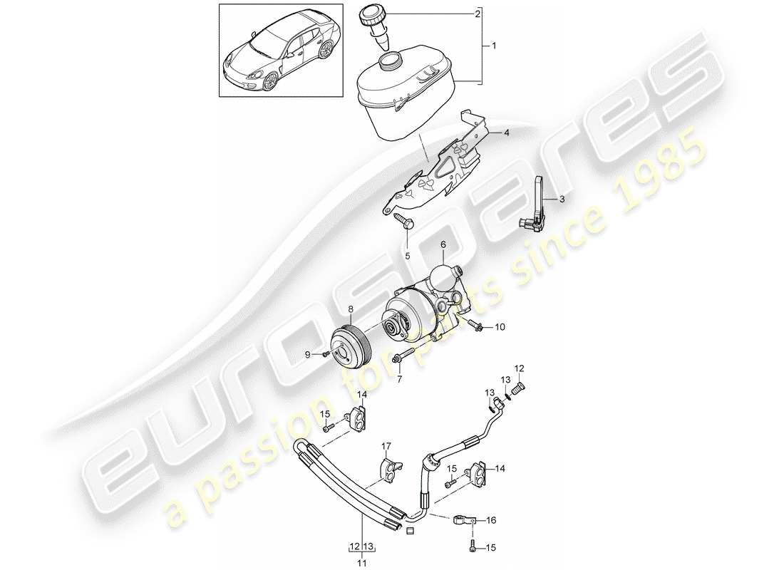 porsche panamera 970 (2014) power steering part diagram