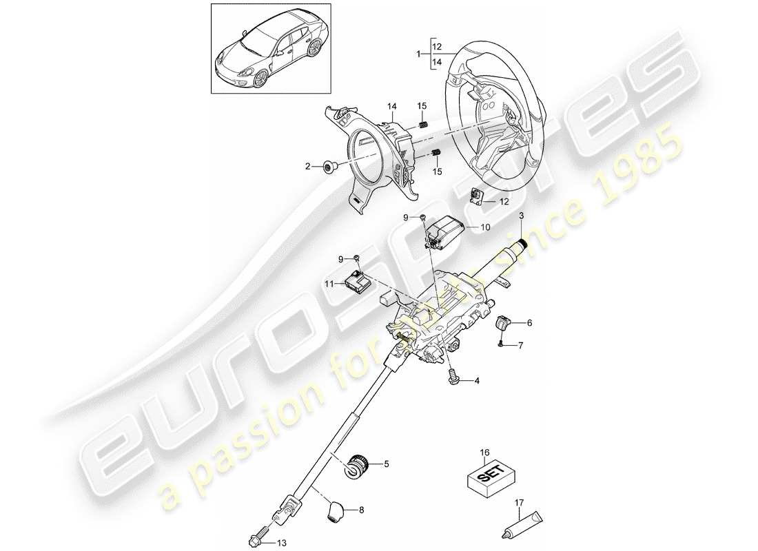 porsche panamera 970 (2015) steering wheels parts diagram