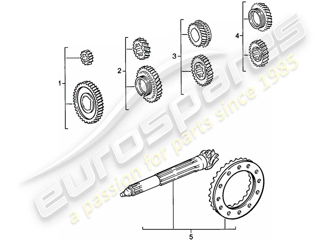 porsche 1984 (911) gear wheel sets - 4-speed parts diagram