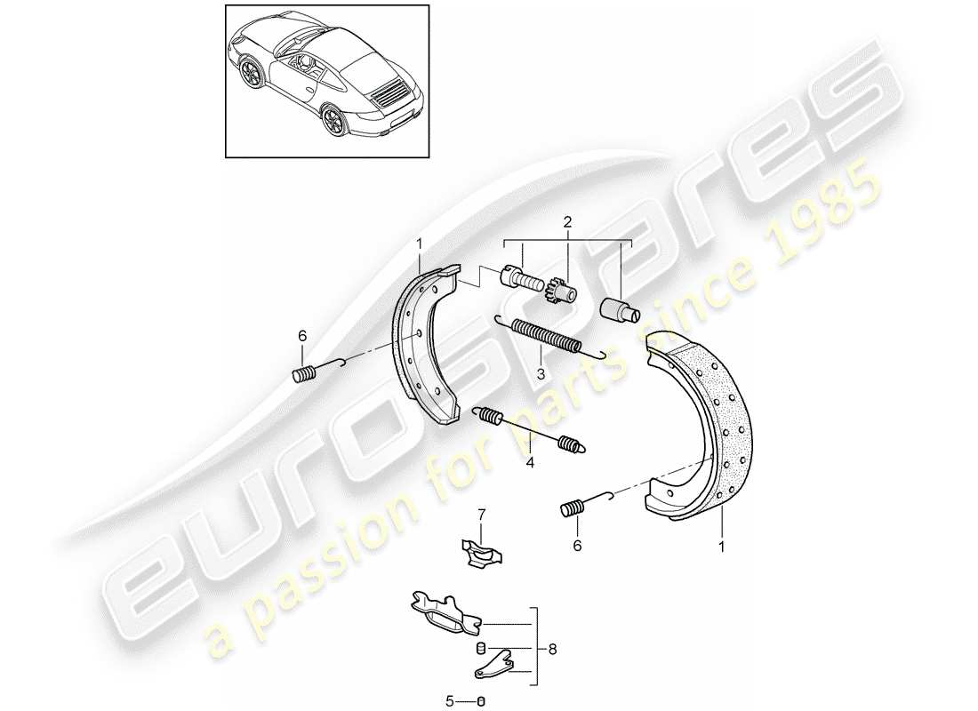 porsche 2012 (997-2) handbrake part diagram