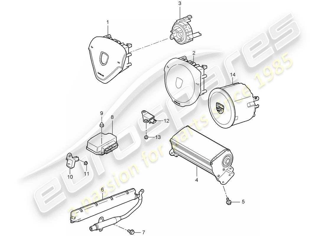 porsche 2012 (997-2) airbag part diagram