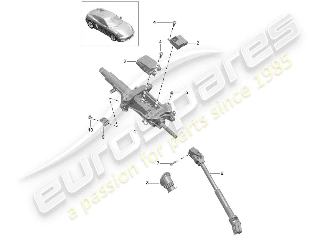 porsche 2016 (981 cayman) steering column part diagram