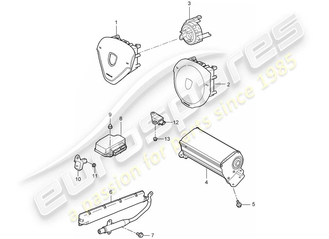 porsche 2007 (987 boxster) airbag part diagram