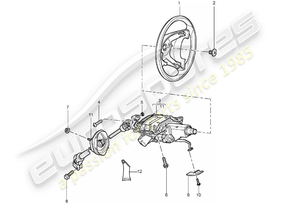 porsche cayenne (2004) steering wheel part diagram