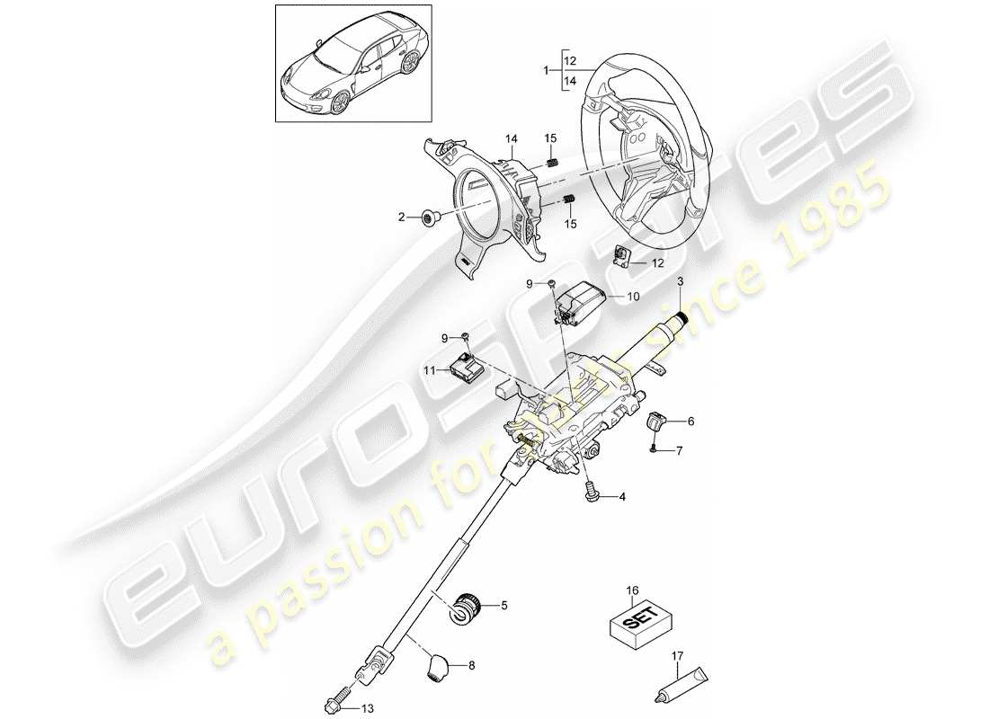 porsche 2016 (panamera 970) steering wheels parts diagram