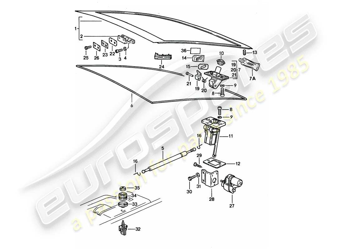 porsche 1991 (928) rear trunk lid - installation parts part diagram