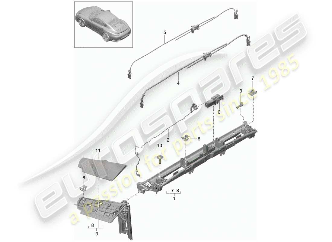 porsche 2019 (991-2 turbo) flap part diagram
