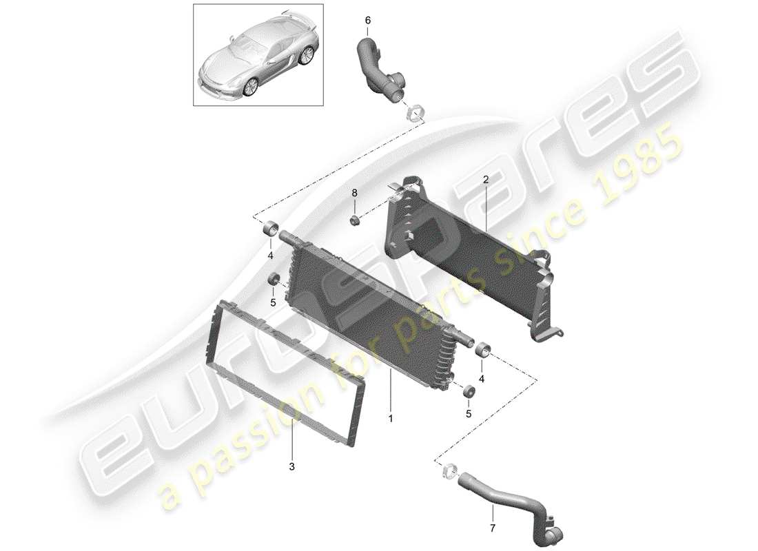 porsche 2016 (981 cayman gt4) radiator part diagram