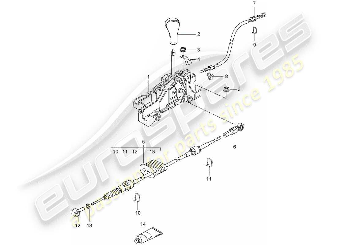 porsche 996 t/gt2 (2002) selector lever - tiptronic parts diagram