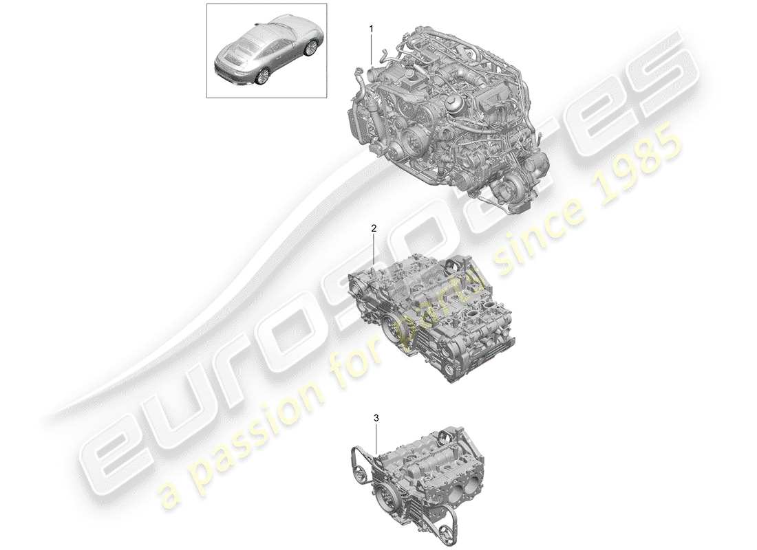 porsche 2019 (991-2 turbo) replacement engine part diagram