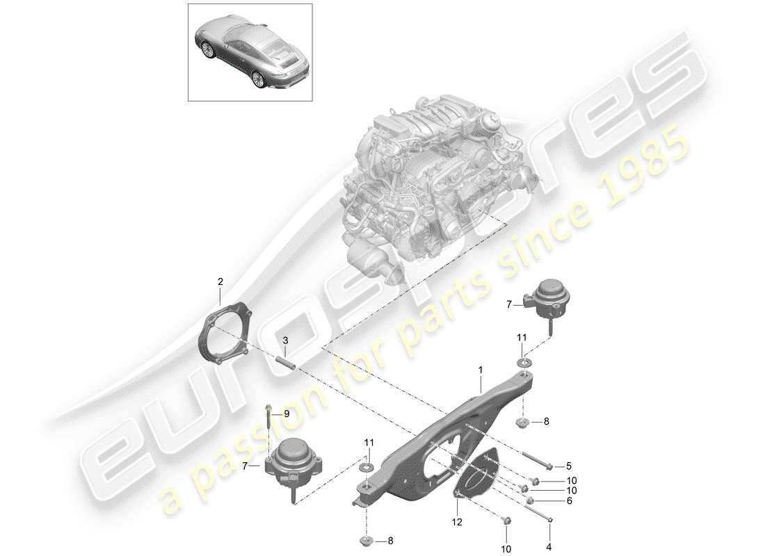 porsche 2018 (991-2) engine lifting tackle part diagram