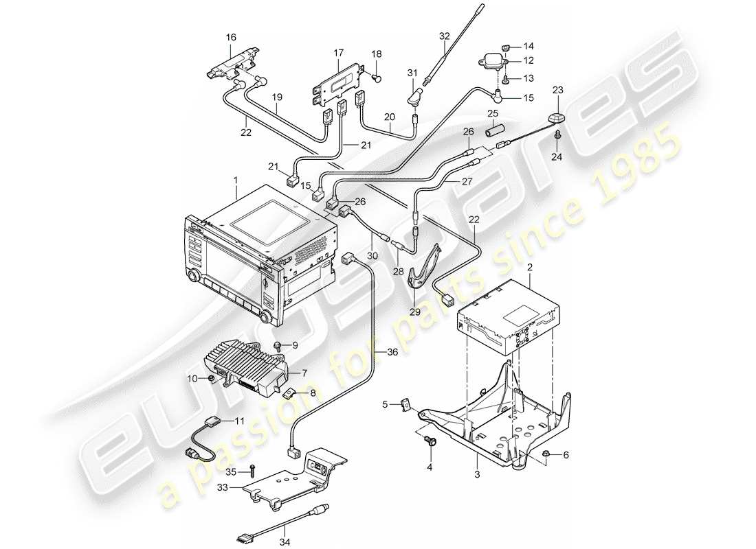 porsche 911 t/gt2rs (2011) operating unit part diagram