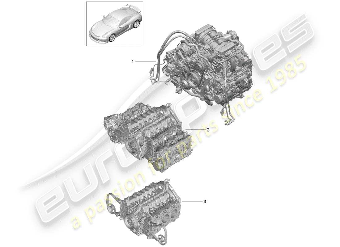 porsche cayman gt4 (2016) replacement engine parts diagram