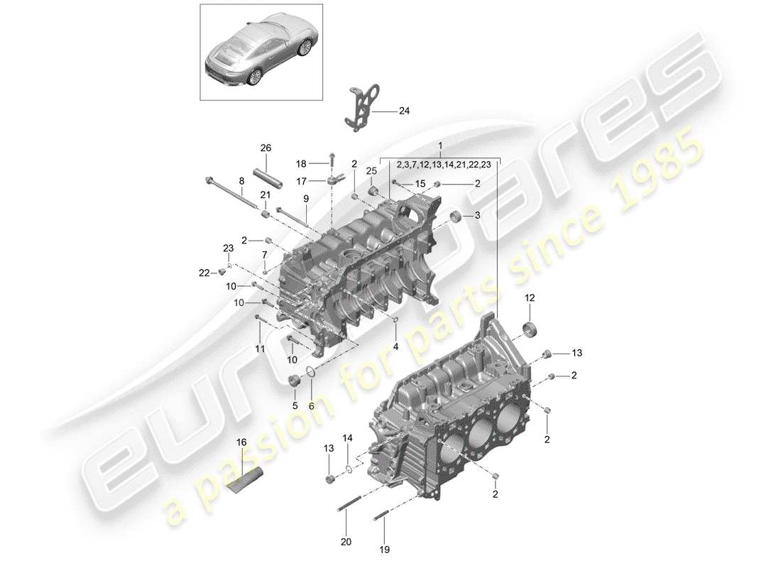 porsche 2018 (991-2) crankcase parts diagram