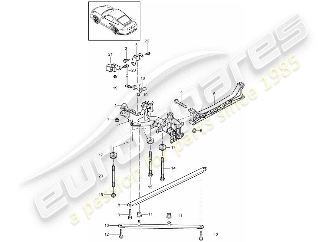 porsche 911 t/gt2rs (2011) rear axle parts diagram