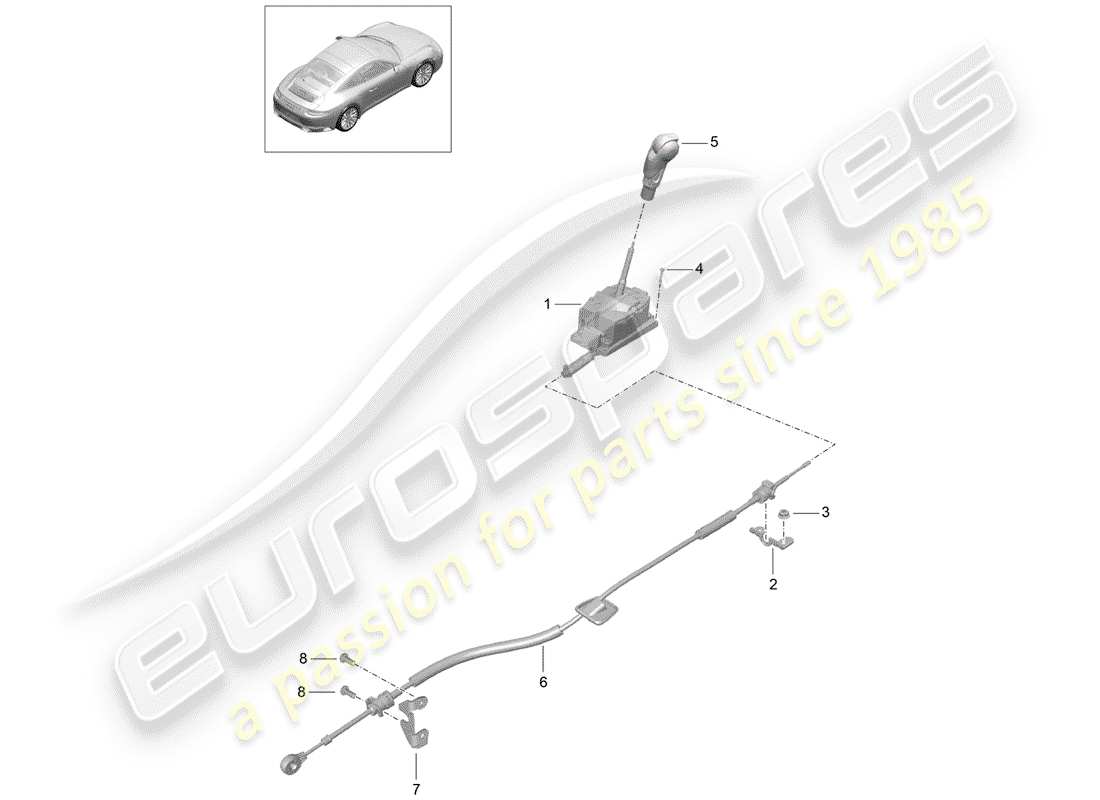 porsche 2017 (991-2) selector lever part diagram