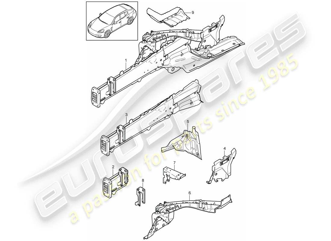 porsche 2012 (panamera 970) front end part diagram