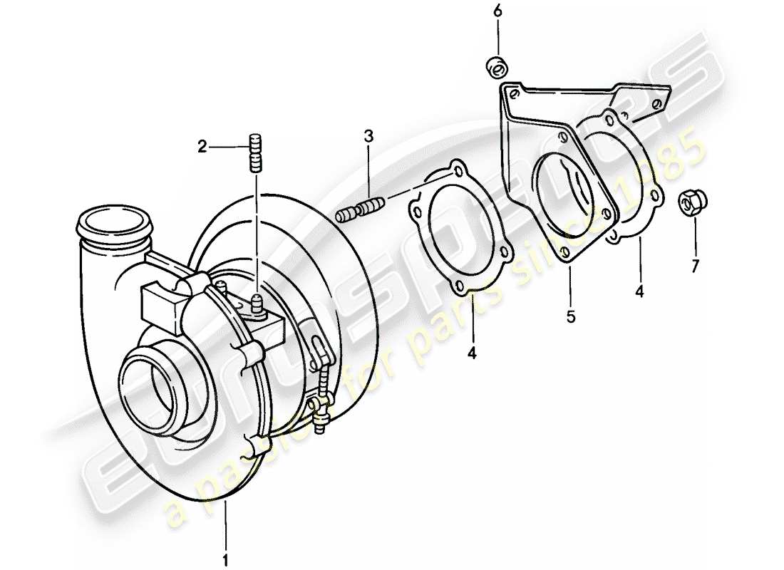 porsche 1989 (911) exhaust gas turbocharger part diagram