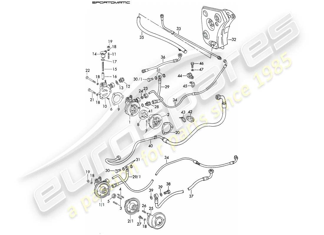 porsche 911 (1970) oil supply - for - torque converter - sportomatic - d - mj 1972>> - mj 1972 part diagram